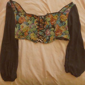 SHEIN Crop Top Lace-Up Blouse